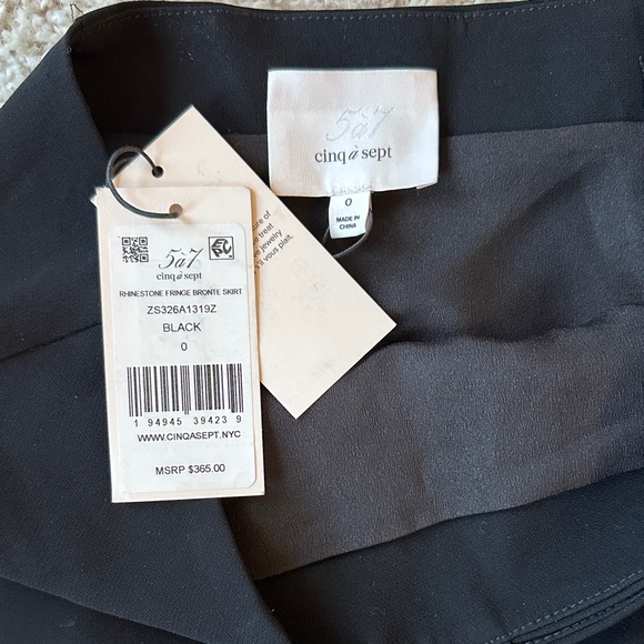 Cinq a Sept Black Mini Wrap Skirt with Rhinestone Trim - Picture 2 of 6